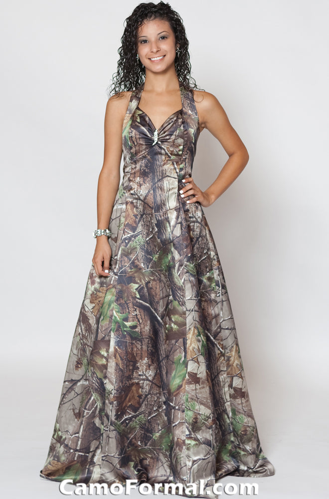 3049 "Shelby" A-Line Halter with Rhinestone