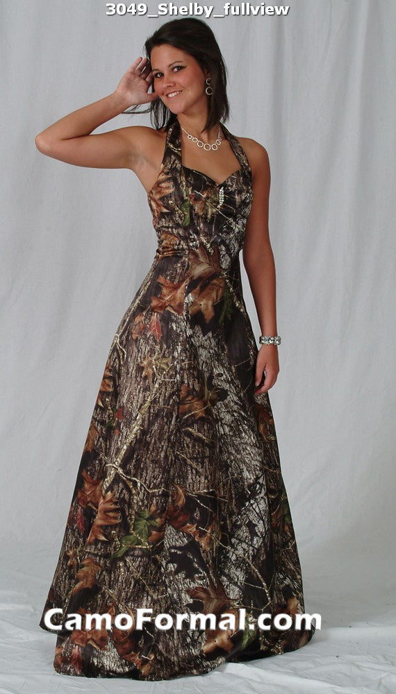 3049 "Shelby" A-Line Halter with Rhinestone