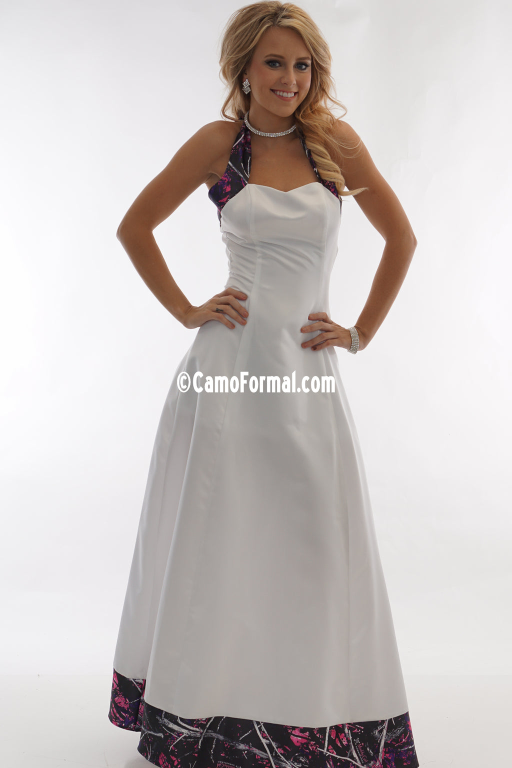 3056 "Annabeth" Tie Back Halter with Detachable Train