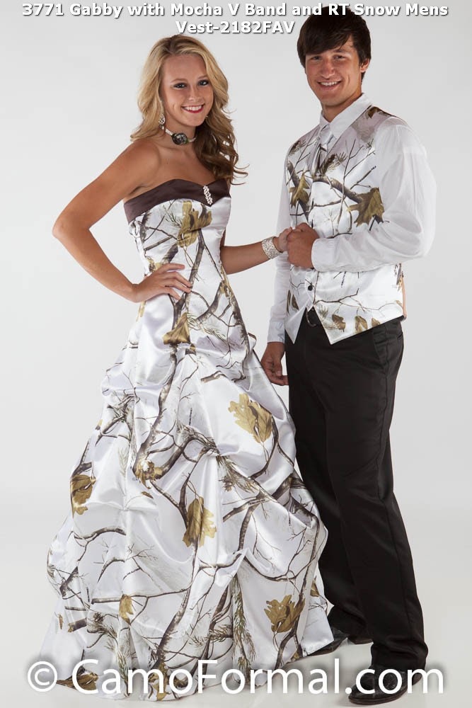 3771 Gabby AP Snow camo dress and wedding or prom vest