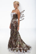 3887 "Ellen" Camo Mermaid Wedding Gown, Lace & Sweep Train