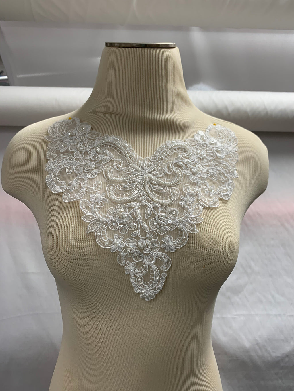 Lace Applique, small, set of 2, Accented with Pearls