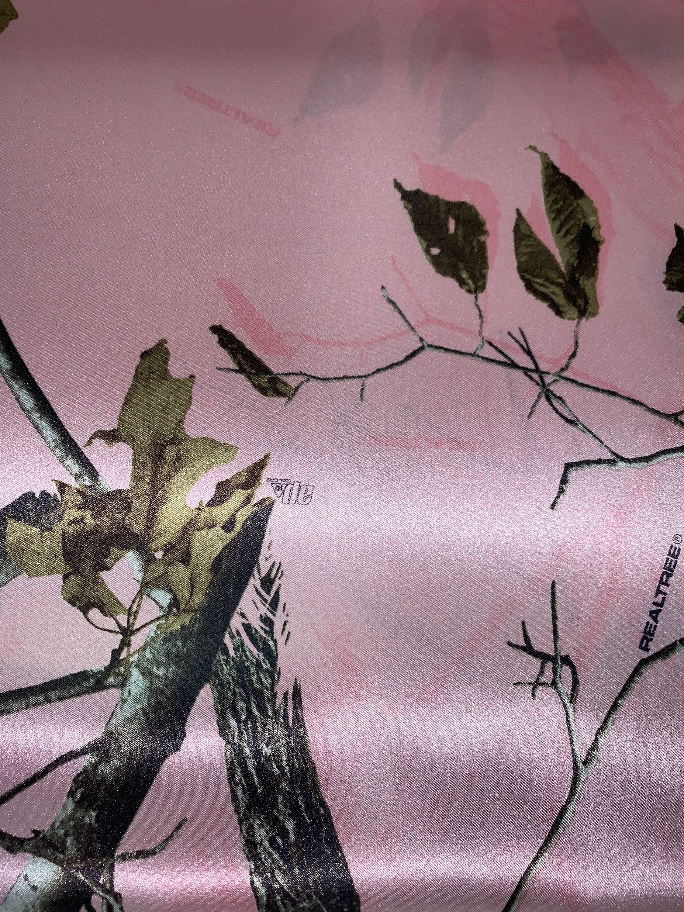 Fabric AP Realtree Pink Snow Satin Camo Fabric by the Yard