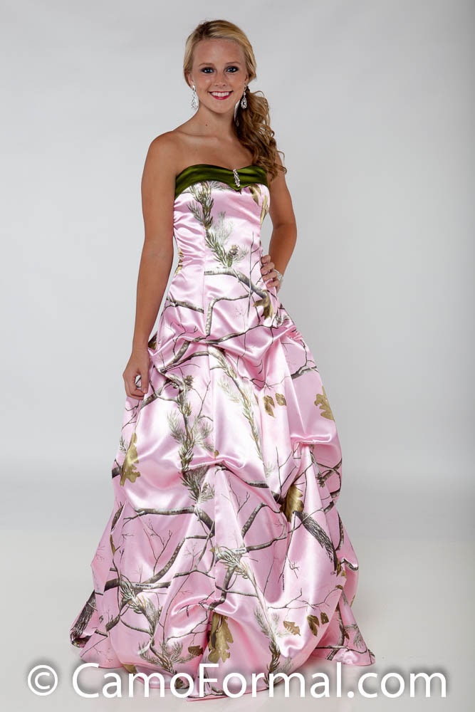 Sale 3771 Camo Dress, Sweetheart Neckline, With Option to Change Band Color, Different camo choices