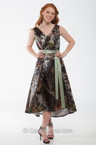 8591 Sleeveless Camo Dress "V" front and back neckline