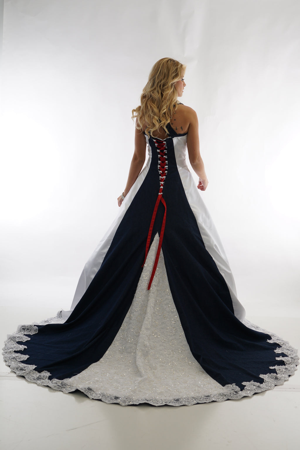 * 8890 A-Line Halter Wedding Gown with Camo Godets