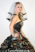 Veil WHITE Shoulder Length with Camo Trim (Choose Your Camo Print)