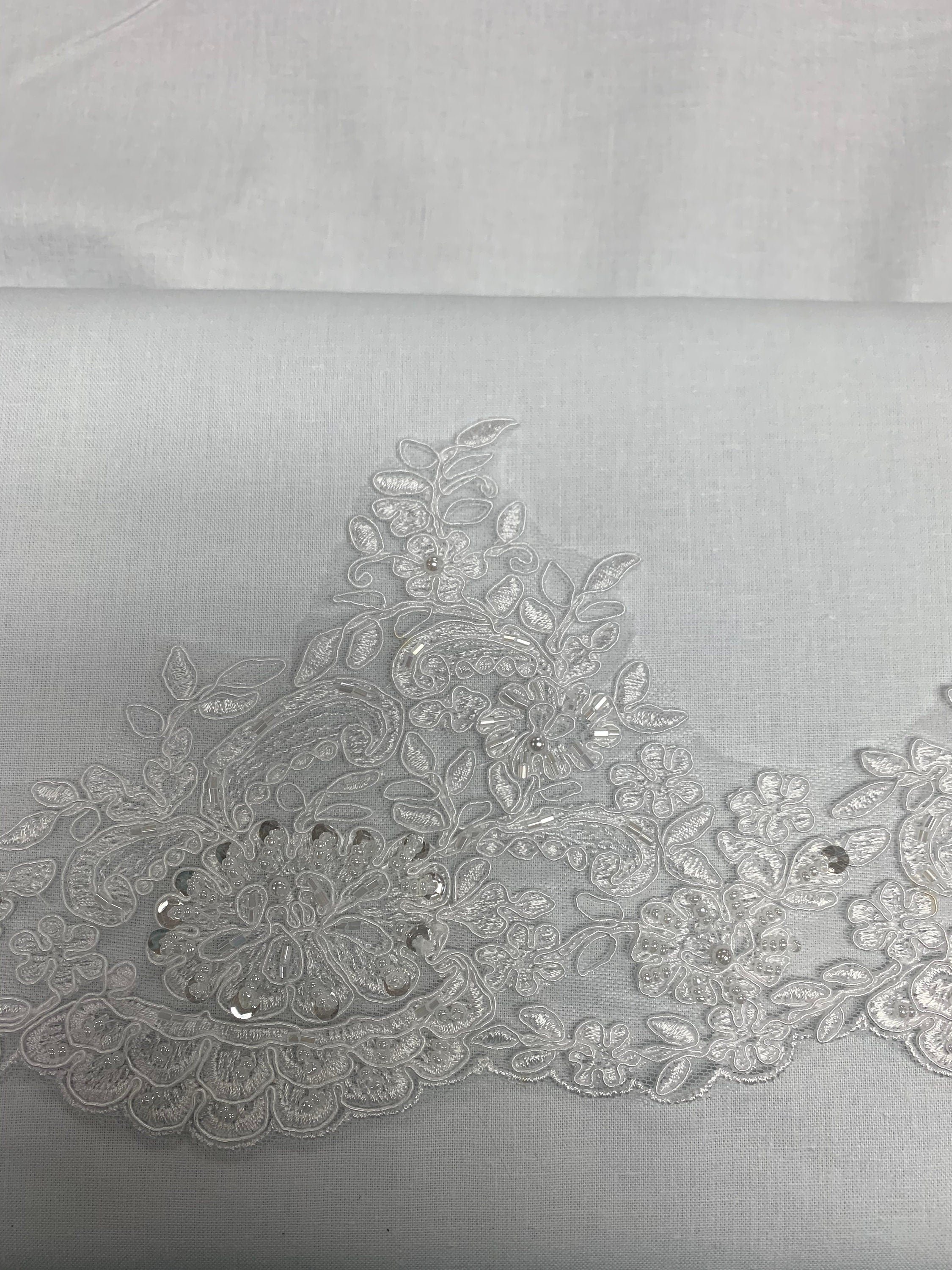 Lace 1-20 YARDS, 5.5â€ Wide Scalloped Edged Lace Trim, Lightly Accented with Pearls and Beads