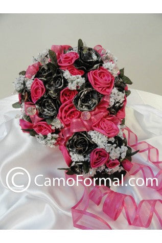 Camo and Accent Color Bridal Bouquet