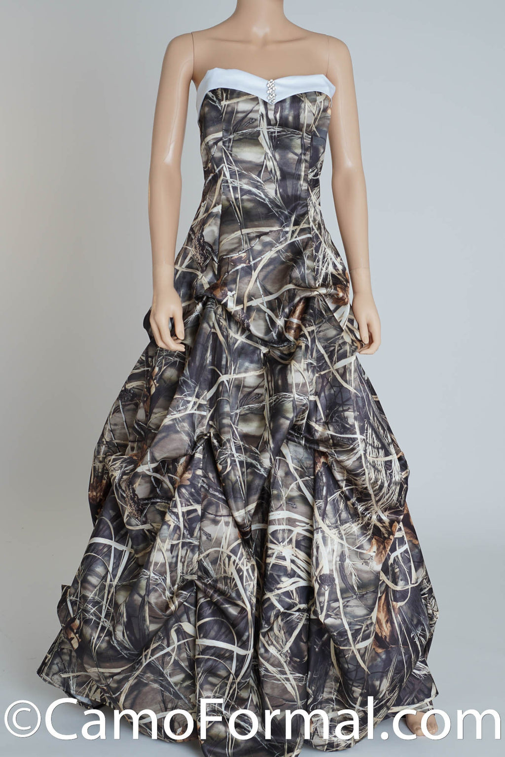 Sale 3771 Camo Dress, Sweetheart Neckline, With Option to Change Band Color, Different camo choices