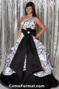 Sale 3071 Realtree AP Snow Camo 1 Shoulder Ball Gown, With Colored Tulle Of Your Choice