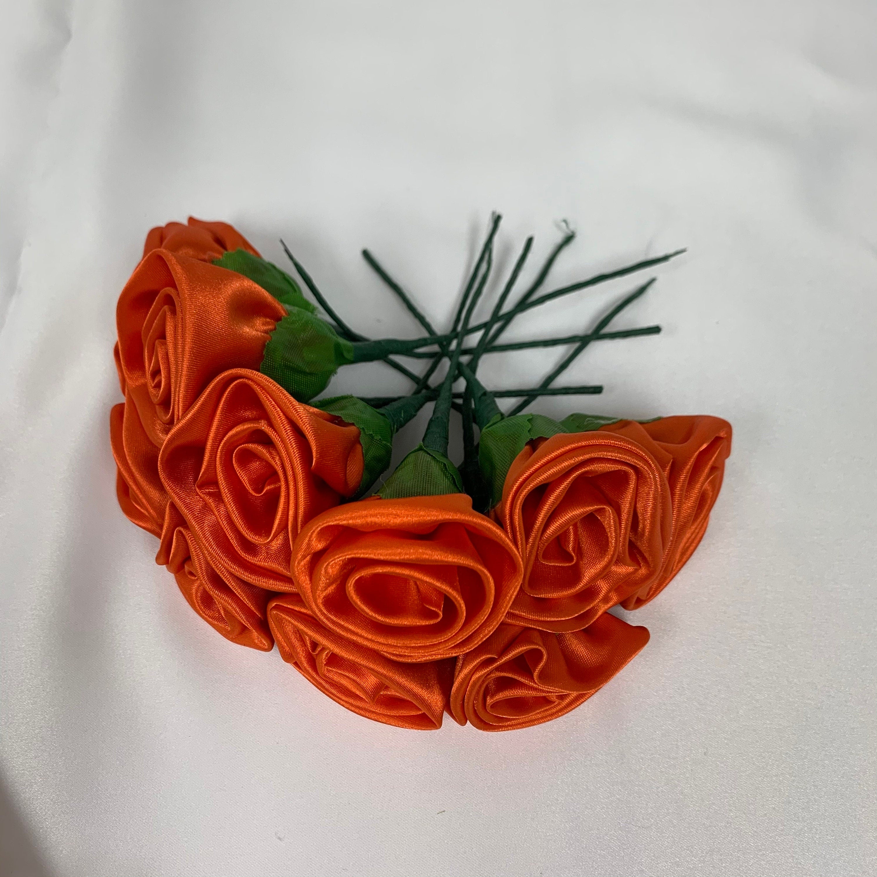 Hunters Orange Flowers , On Stem, Bundle of 10, Great for Camo Wedding