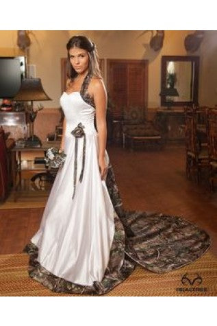 3056 "Annabeth" Tie Back Halter with Detachable Train
